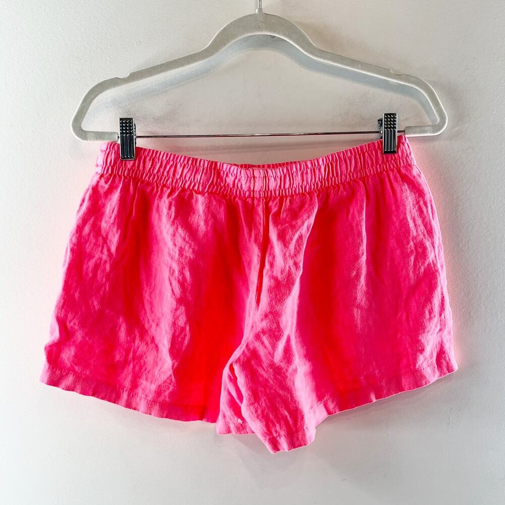 Lilly Pulitzer Mid Rise Pull On Linen Chino Shorts Hot Pink Medium - Picture 4 of 4